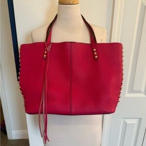 Rebecca Minkoff Fuchsia Pink Leather Tote Bag with Modern Design